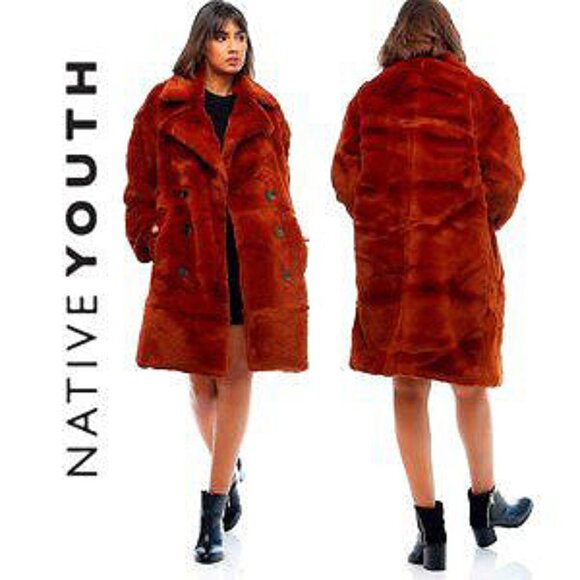 NATIVE YOUTH Jackets & Blazers - 💥SHOWSTOPPER💥NATIVE YOUTH The Casia Luxurious Faux Mink Coat in Rust
